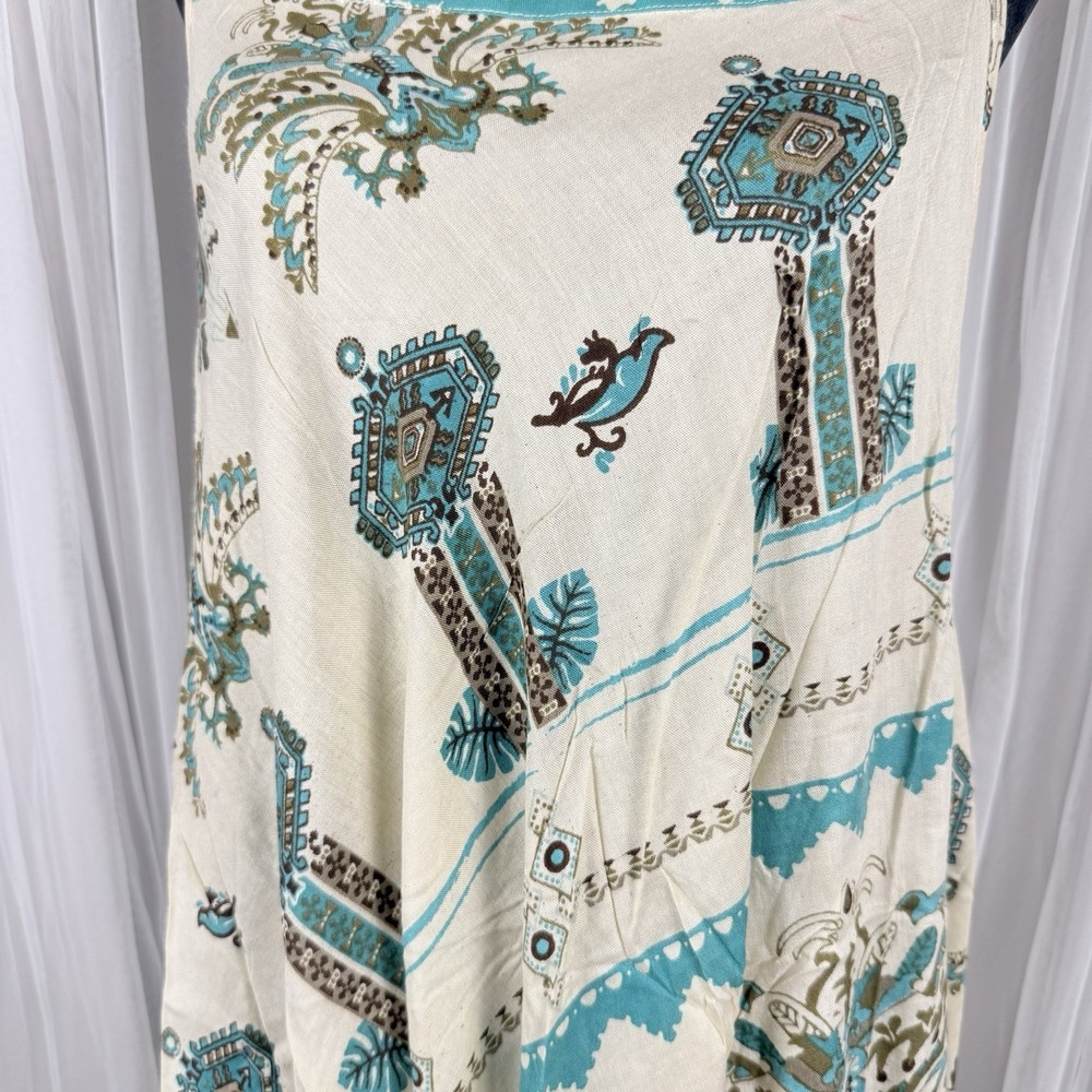 NWT Rhea Boho Western Umbrella Dress One Size Rayon Turquoise Handmade India OS - Picture 3 of 11